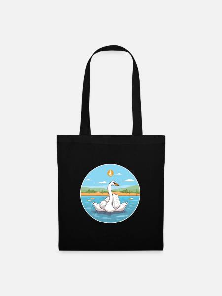Schwan Cartoon Yoga Strand Sommer Illustration - Stoffbeutel - Schwarz