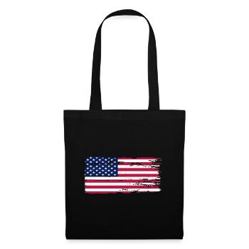 Brushed US Flagge Druck - Stoffbeutel - Schwarz - Vorne