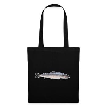 Lachs (Salmo salar) mit weißem Rand - Stoffbeutel - Schwarz - Vorne