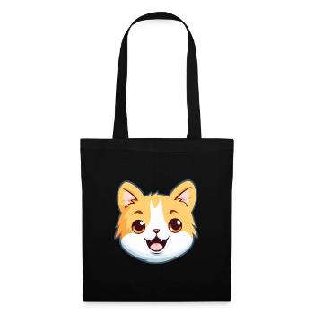 Bambino Katze Cartoon Aquarell Illustration - Stoffbeutel - Schwarz - Vorne