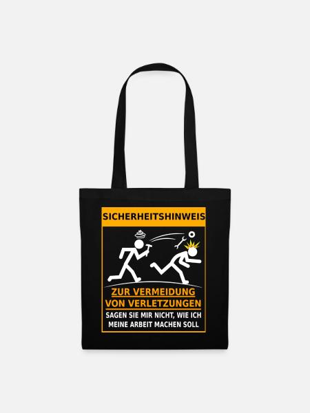 Sicherheitshinweis Arbeitsunfall Betriebsunfall - Stoffbeutel - Schwarz