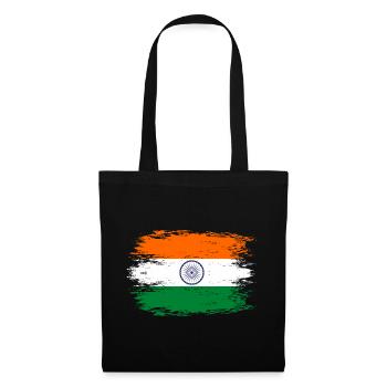 Indien Flagge used look - Stoffbeutel - Schwarz - Vorne