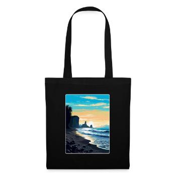 Schwarzer Sandstrand Island Vintage Reiseposter WPA - Stoffbeutel - Schwarz - Vorne