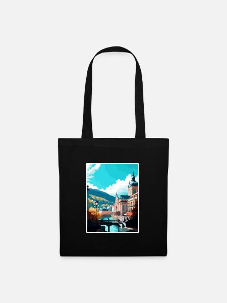 Karlovy Vary Tschechische Republik Vintage Reiseposter - Stoffbeutel - Schwarz