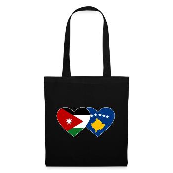 Jordanien Kosovo Flagge Herz - Stoffbeutel - Schwarz - Vorne