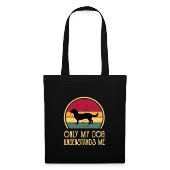 Alpine Dachsbracke Hundesilhouette Retro Sonnenuntergang - Stoffbeutel - Schwarz - Vorne