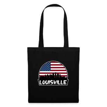 Louisville Kentucky USA Flagge Skyline Silhouette Tr - Stoffbeutel - Schwarz - Vorne