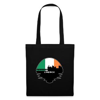 Limerick-Irland-Flaggen-Skyline-Schattenbild-Reise - Stoffbeutel - Schwarz - Vorne