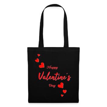 Valentine Happy Valentine - Stoffbeutel - Schwarz - Vorne