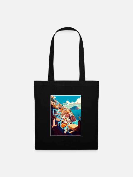 Positano Italien Vintage Reiseposter WPA Souvenir - Stoffbeutel - Schwarz