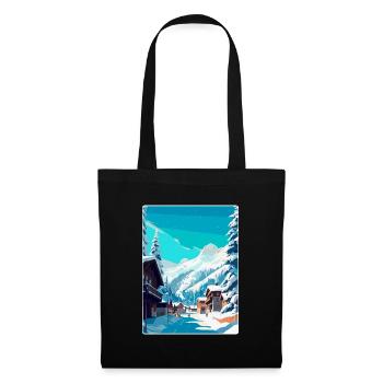 Val d isere Frankreich Vintage Reiseplakat Souvenir - Stoffbeutel - Schwarz - Vorne