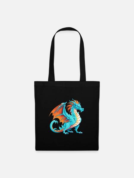 Drache Buntes Aquarell Cartoon Kawaii Tier - Stoffbeutel - Schwarz