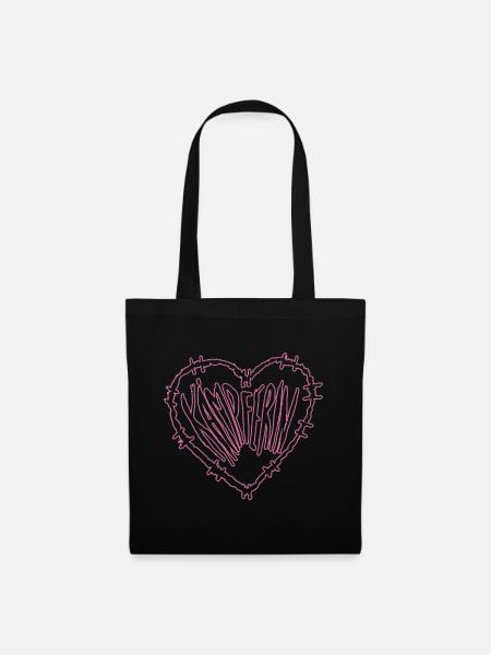 Kämpferin Herz Typo Pink - Stoffbeutel - Schwarz
