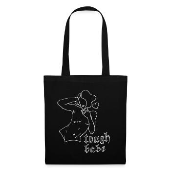 tough babe outlines weiß - Stoffbeutel - Schwarz - Vorne