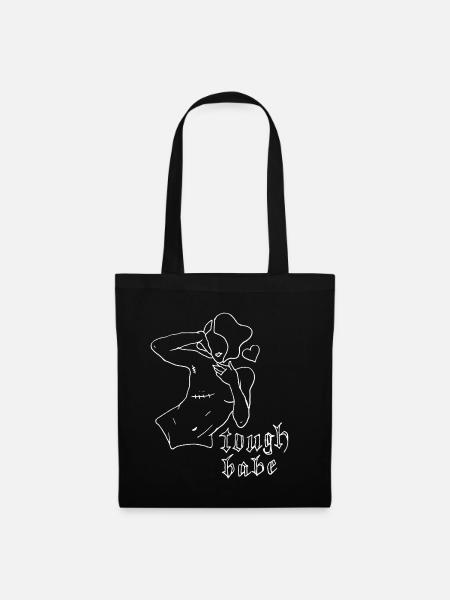tough babe outlines weiß - Stoffbeutel - Schwarz