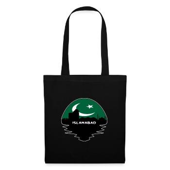 Islamabad Pakistan Flagge Skyline Silhouette Reisen - Stoffbeutel - Schwarz - Vorne