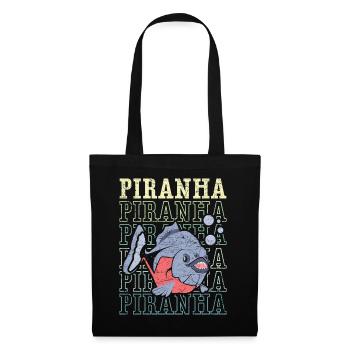 Piranha-Sammler Aquarianer Aquaristik Fischhaltung - Stoffbeutel - Schwarz - Vorne