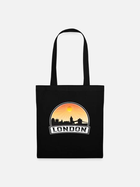 London England Skyline Vintage Sunset Travel Souve - Stoffbeutel - Schwarz