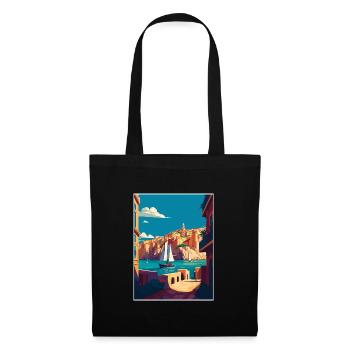 Valletta Malta Vintage Reiseposter WPA Souvenir - Stoffbeutel - Schwarz - Vorne
