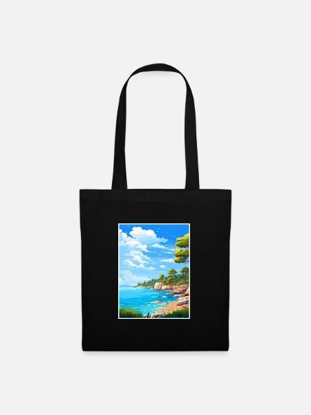 Thassos Griechenland Dekoration Vintage Reiseposter - Stoffbeutel - Schwarz