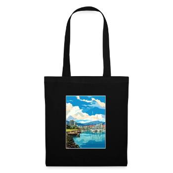 Wellington Waterfront Neuseeland Reiseposter - Stoffbeutel - Schwarz - Vorne