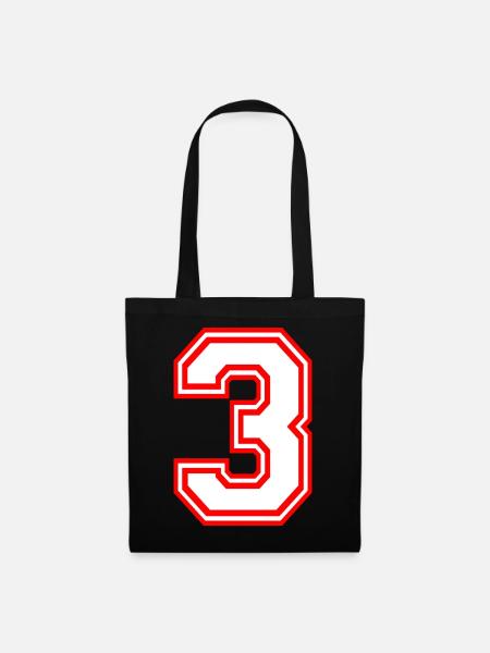 GLÜCKSZAHL DREI 3 LUCKY NUMBER TEAM SPORT RETRO - Stoffbeutel - Schwarz