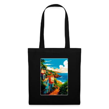 São Miguel Portugal Vintage Reiseplakat Souvenir - Stoffbeutel - Schwarz - Vorne