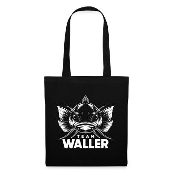 Team Waller Wels Welsfischen Sportfischen - Stoffbeutel - Schwarz - Vorne