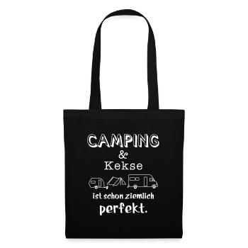 camping und kekse - Stoffbeutel - Schwarz - Vorne