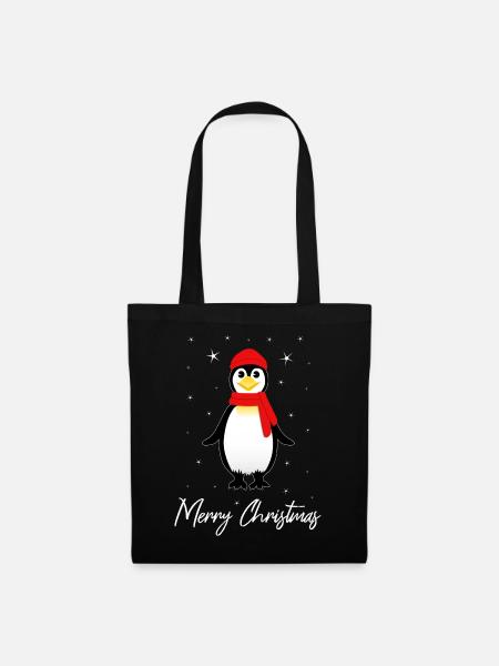 Frohe Weihnachten Pinguin Weihnachten - Stoffbeutel - Schwarz