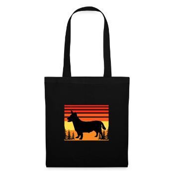 Lancashire Heeler Hund Liebe Silhouette Retro Sonnenuntergang - Stoffbeutel - Schwarz - Vorne
