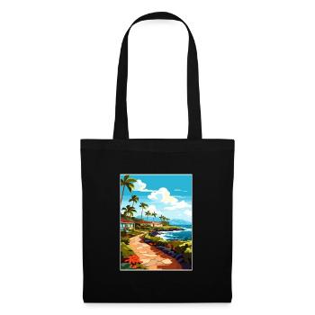 Kailua Kona Hawaii Vintage Reiseposter Souvenir - Stoffbeutel - Schwarz - Vorne