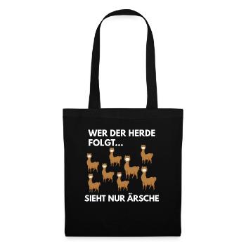 Wer Der Herde Folgt Sieht Nur Ärsche Weisheit Fun - Stoffbeutel - Schwarz - Vorne