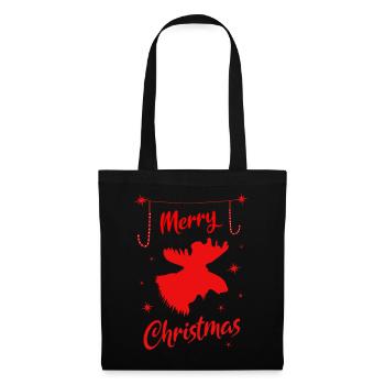 Elch Frohe Weihnachten Rentier Hirsch - Stoffbeutel - Schwarz - Vorne