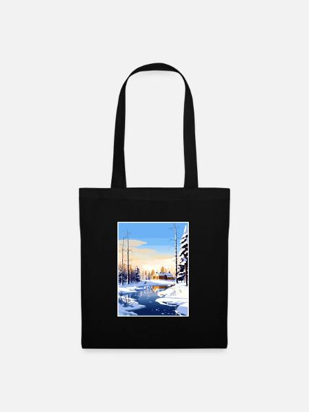 Rovaniemi Finnland Vintage Reiseposter Souvenir - Stoffbeutel - Schwarz