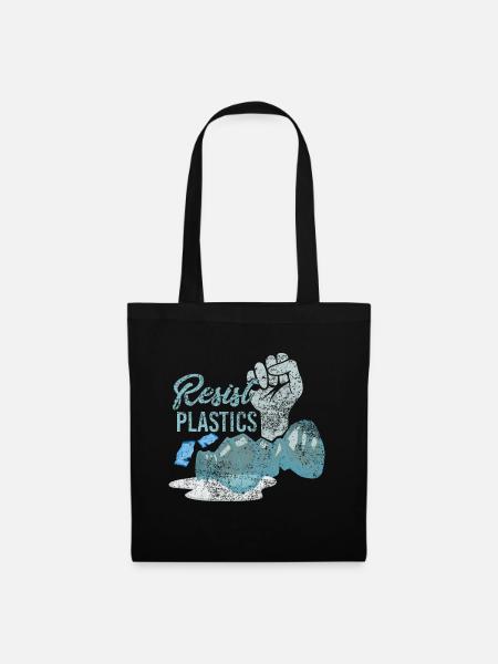 Resist Plastics Zero Waste Plastikfrei Plastik Spr - Stoffbeutel - Schwarz
