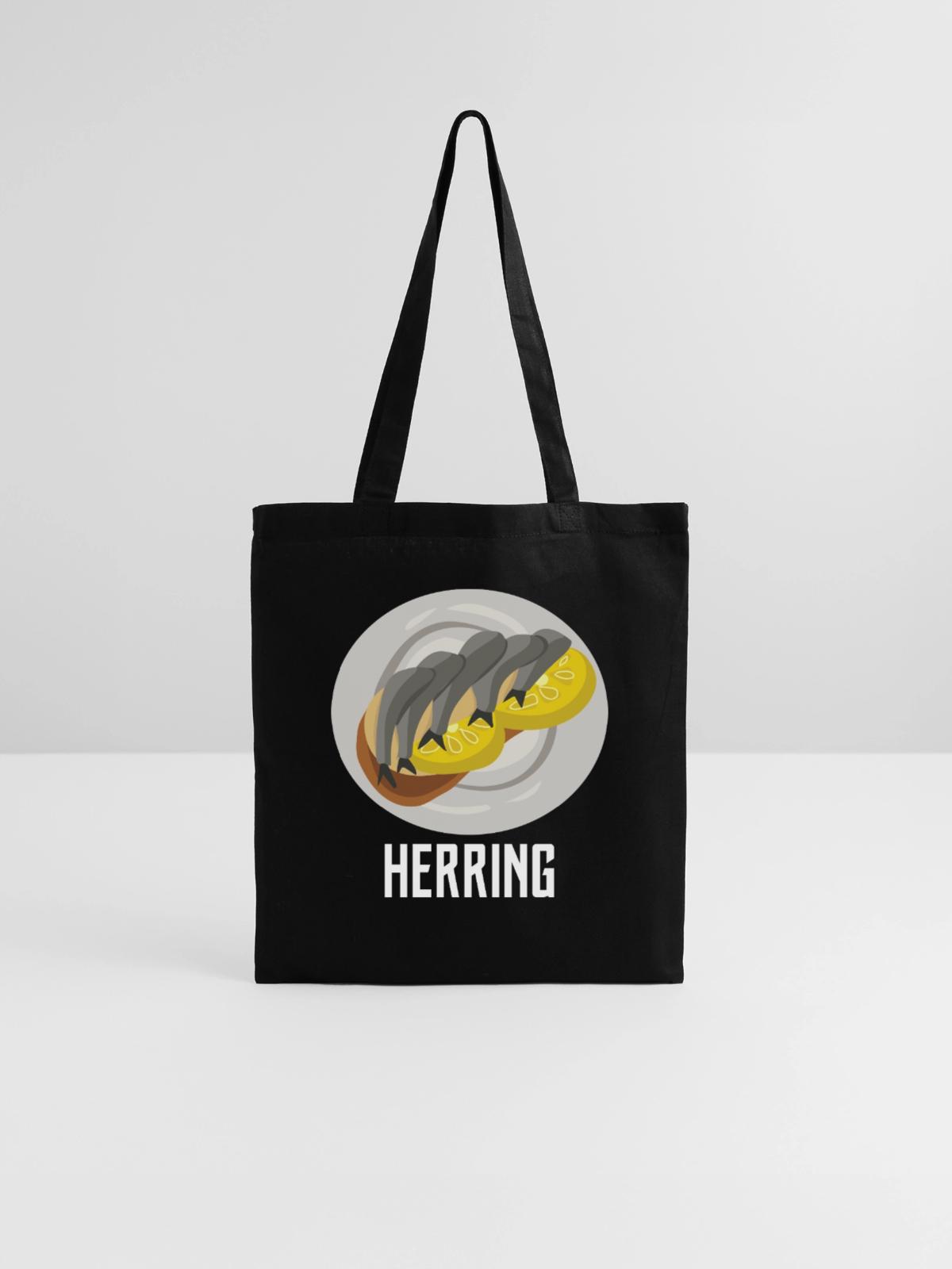 Schimmernder Hering Feinschmecker - Stoffbeutel - Schwarz - Vorne