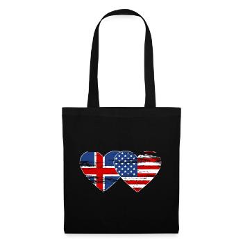 Island USA Flagge Herz used - Stoffbeutel - Schwarz - Vorne