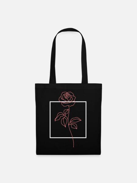 Rose - Stoffbeutel - Schwarz
