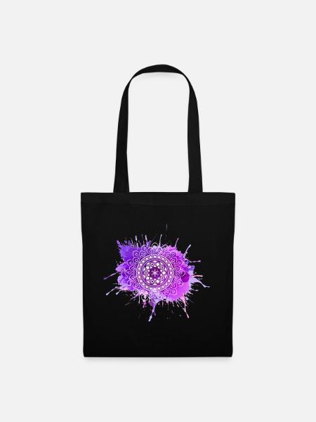 Mandala - Lila - Stoffbeutel - Schwarz