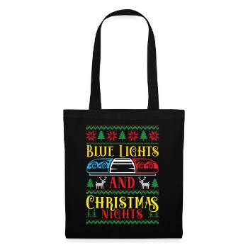 Blaue Lichter und Weihnachtsnächte Polizei Weihnac - Stoffbeutel - Schwarz - Vorne