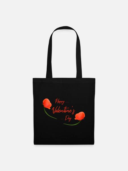valentines day poppy - Stoffbeutel - Schwarz