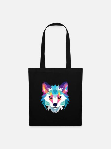 Polarfuchs Bunte Aquarell-Tierillustration - Stoffbeutel - Schwarz