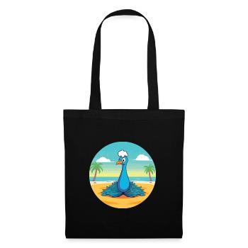 Pfauenkarikatur Yoga Strand Sommer Illustration - Stoffbeutel - Schwarz - Vorne
