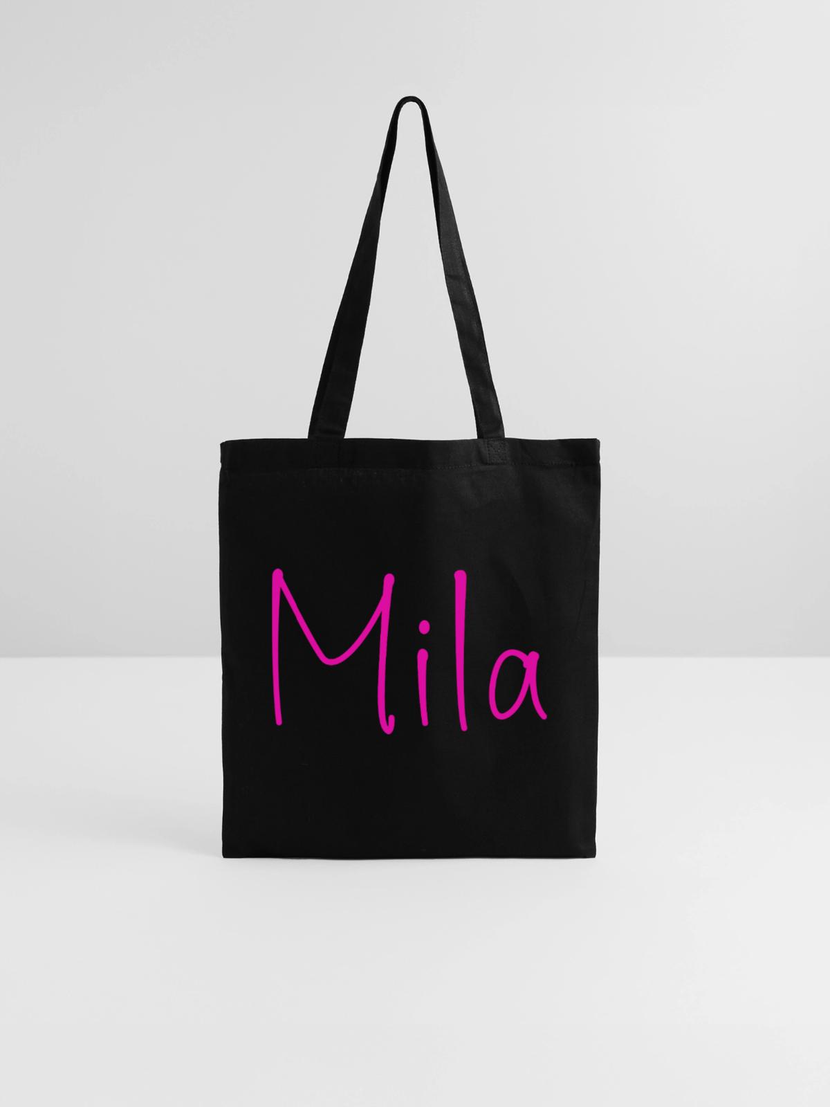 Mila Neon Script - Stoffbeutel - Schwarz - Vorne