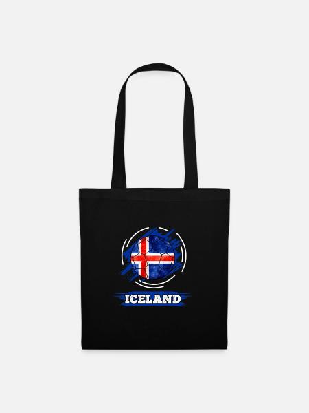 Iceland Fußball - Ball in Island Farben - Stoffbeutel - Schwarz