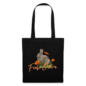 Frohe Ostern Osterhase - Stoffbeutel - Schwarz - Vorne