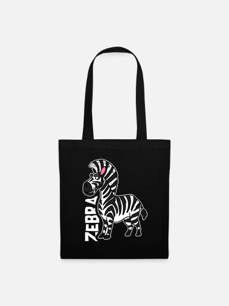 Neugieriges Zebra Afrikasafari - Stoffbeutel - Schwarz