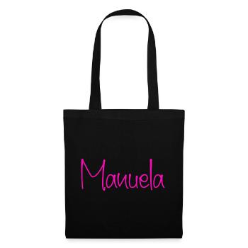 Manuela Handschrift Neon Pink - Stoffbeutel - Schwarz - Vorne