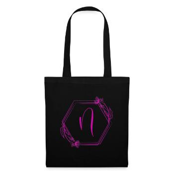 N-Monogramm Floral Hexagon Pink - Stoffbeutel - Schwarz - Vorne